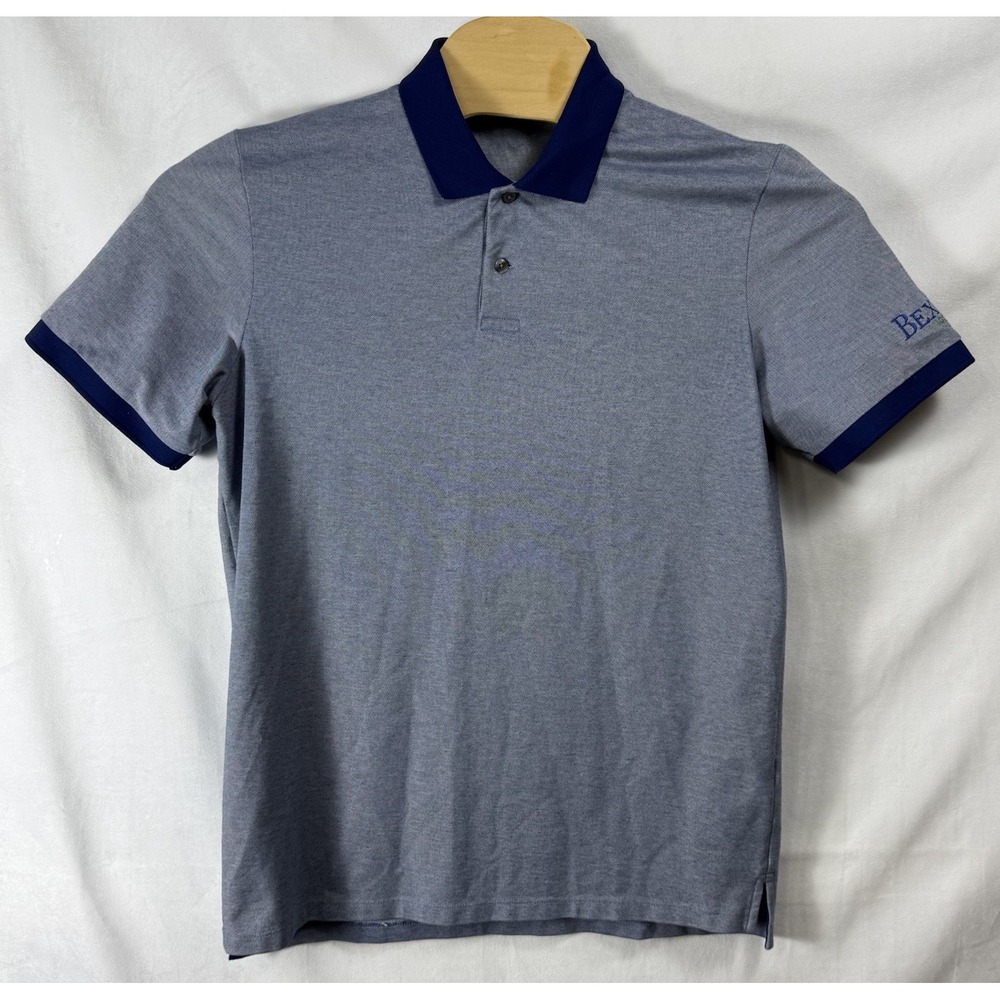 Men's Greyson Polo Golf Shirt Short Sleeve Two Tone Blue Medium Company Logo